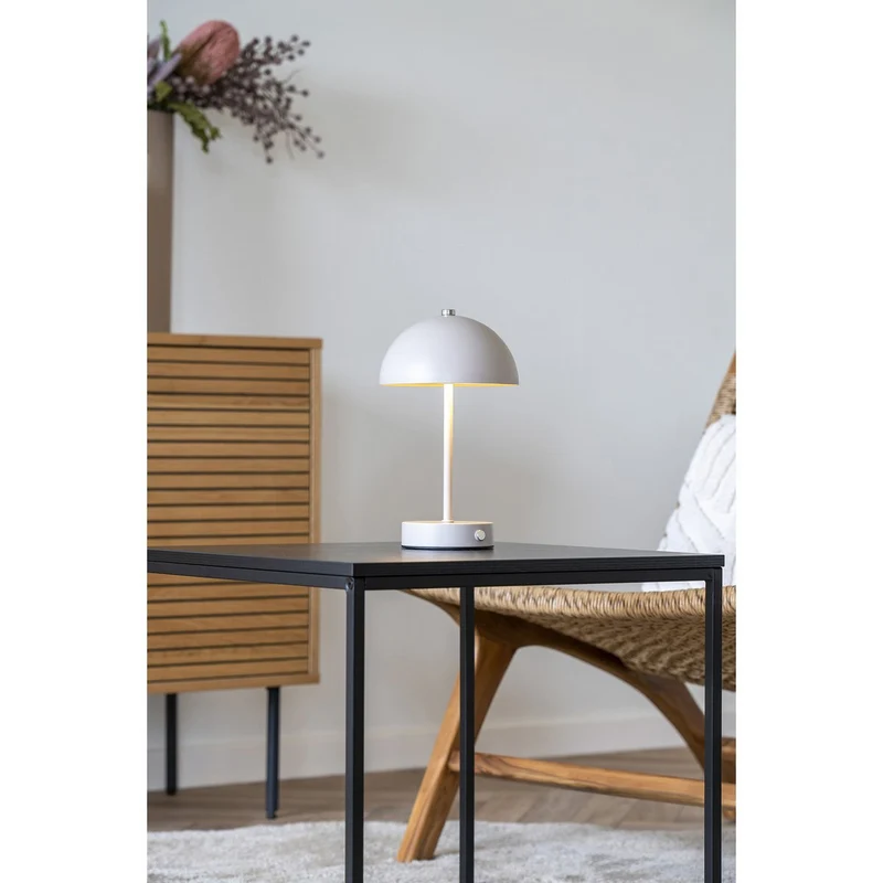 House Nordic LED-Tischleuchte Holt – wiederaufladbar, Sand, 25 cm, Metall / Stahl