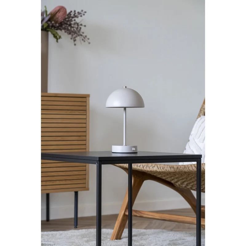 House Nordic LED-Tischleuchte Holt – wiederaufladbar, Sand, 25 cm, Metall / Stahl