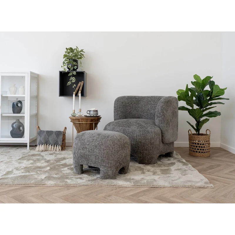 House Nordic Pouf Nazare – Beige, Polyester, 53 × 41 × 38 cm
