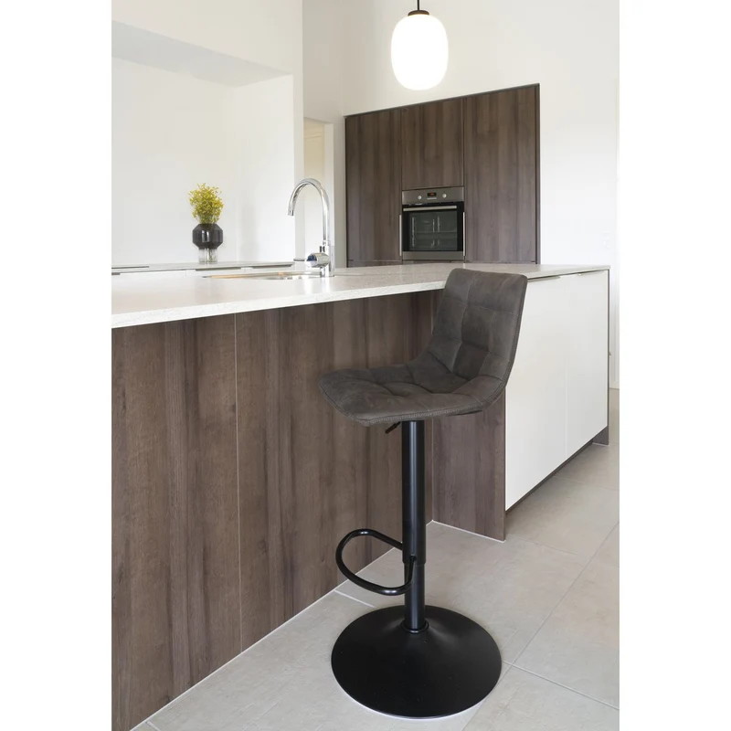 House Nordic Barstuhl Middelfart – Dunkelgrau, Mikrofaser, schwarze Metallbeine, 43 × 43 × 88 cm/108 cm, 2er-Set