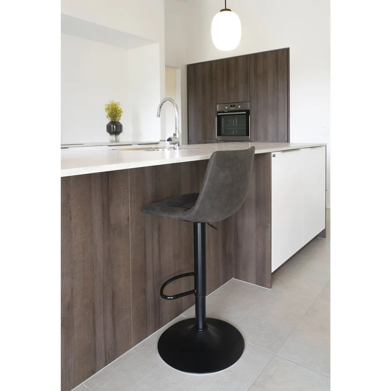 House Nordic Barstuhl Middelfart – Dunkelgrau, Mikrofaser, schwarze Metallbeine, 43 × 43 × 88 cm/108 cm, 2er-Set