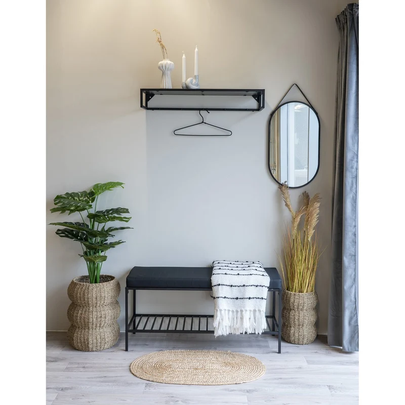 House Nordic Spiegel Trapani – Schwarz, Stahl/Kunstleder, 35 × 60 cm
