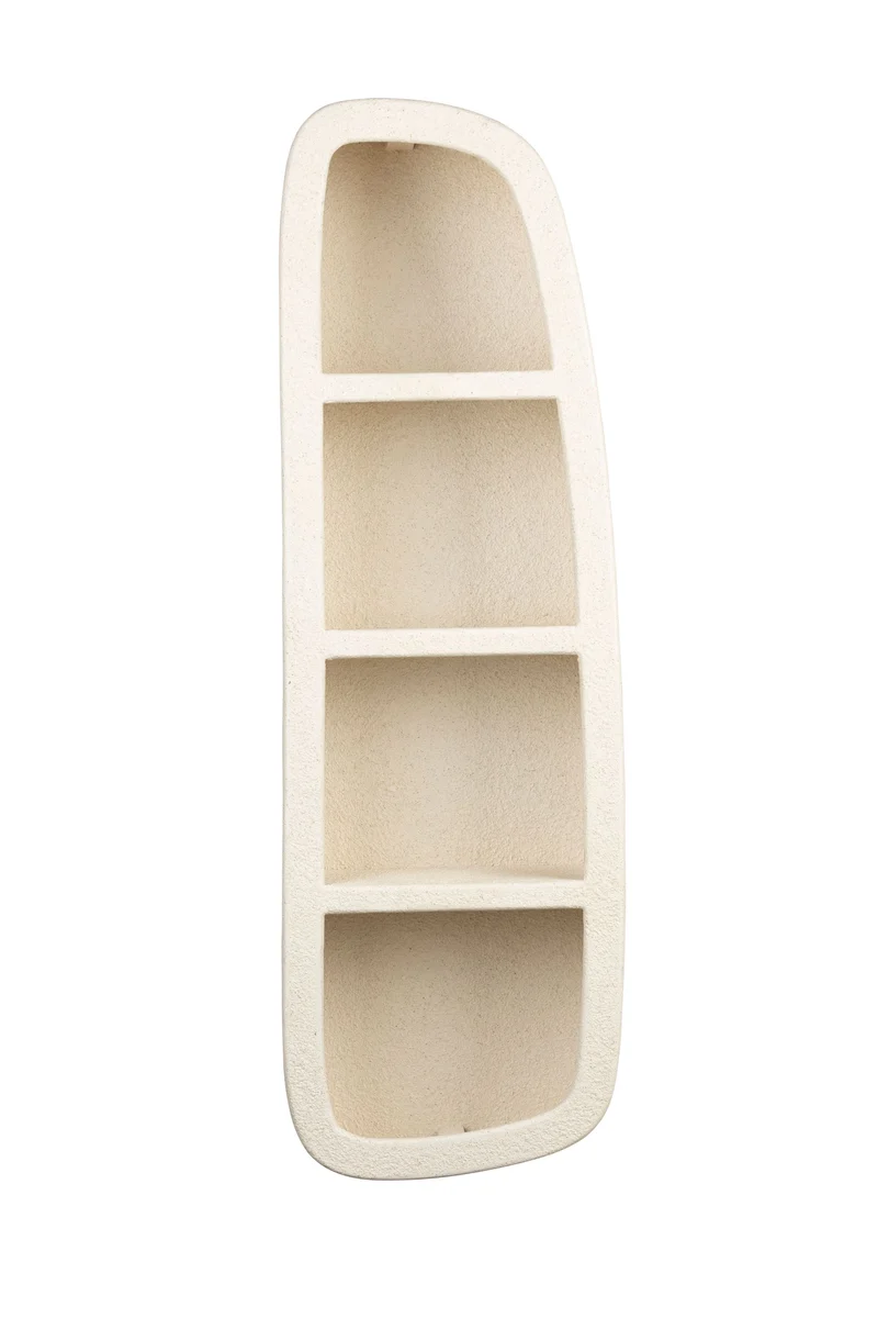 Dutchbone Wandregal Veda 3 Ablagen – Beige, Recycelter Marmor, 38 × 23 × 120 cm