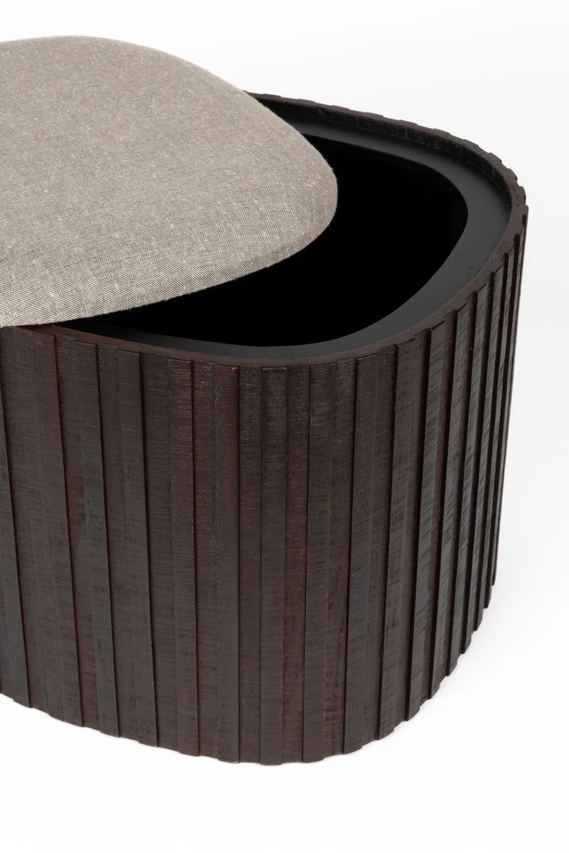 Dutchbone Pouf Storage Bay Low – Braun, Teakholz, 50 × 52 × 39 cm