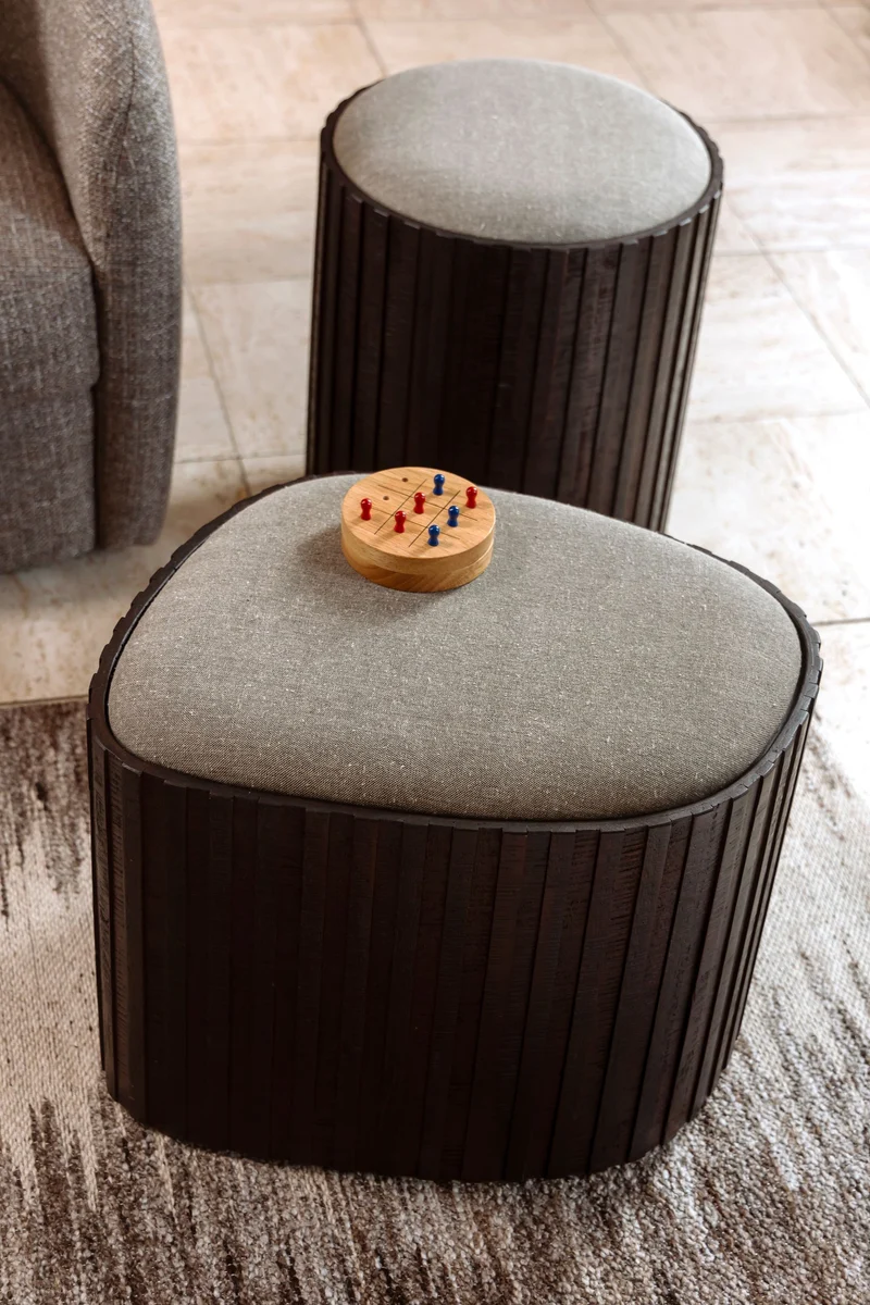 Dutchbone Pouf Storage Bay Low – Braun, Teakholz, 50 × 52 × 39 cm