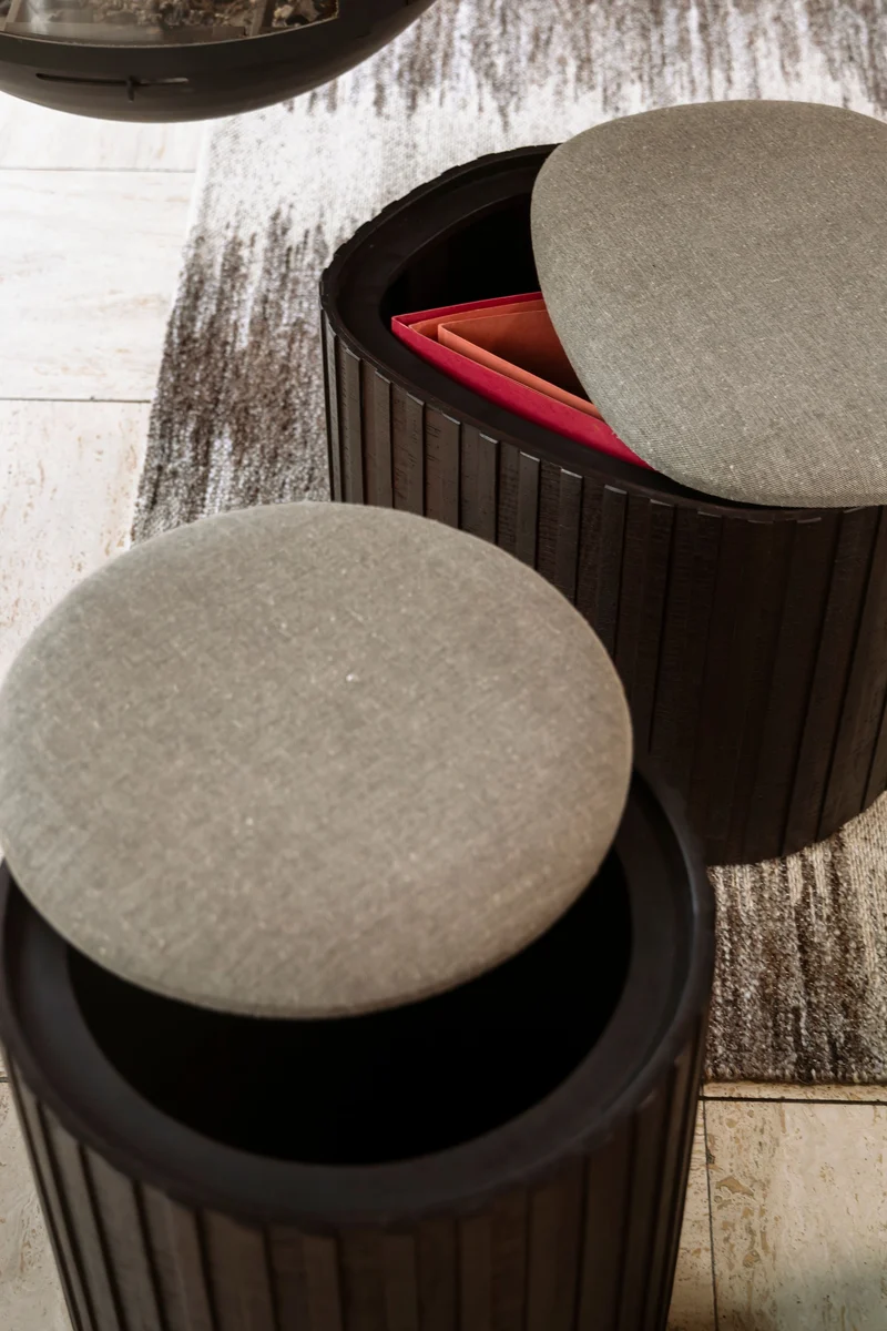 Dutchbone Pouf Storage Bay Low – Braun, Teakholz, 50 × 52 × 39 cm