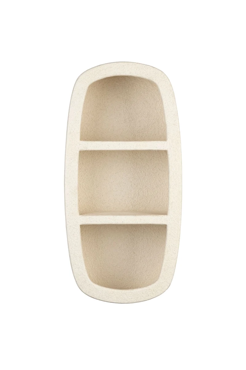 Dutchbone Wandregal Veda 2 Ablagen – Beige, Recycelter Marmor, 23 × 40 × 81 cm