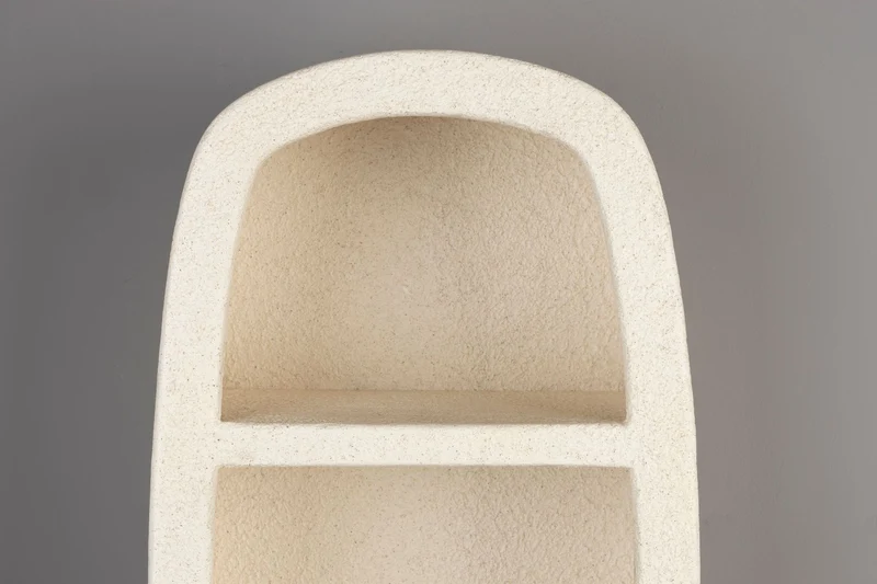 Dutchbone Wandregal Veda 2 Ablagen – Beige, Recycelter Marmor, 23 × 40 × 81 cm
