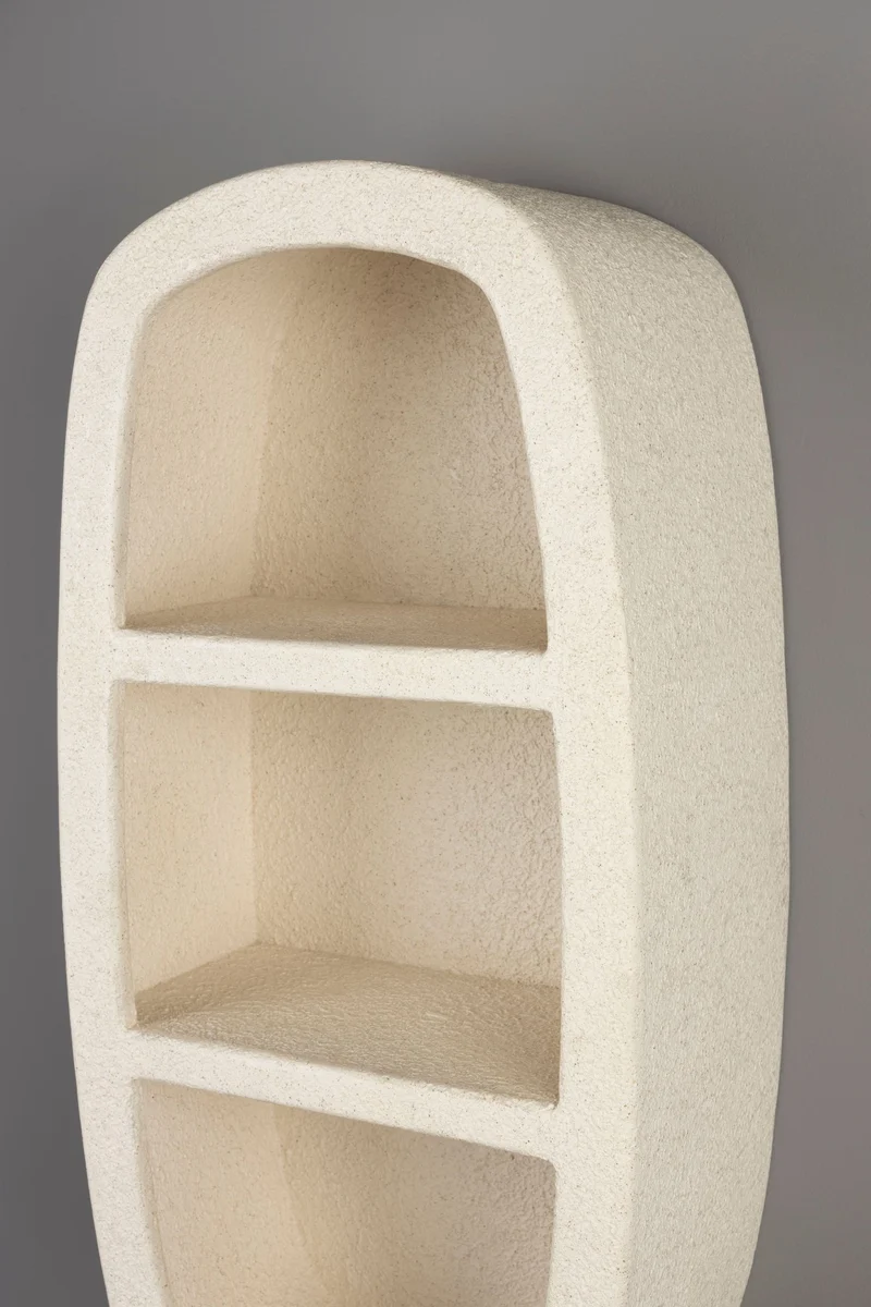 Dutchbone Wandregal Veda 2 Ablagen – Beige, Recycelter Marmor, 23 × 40 × 81 cm