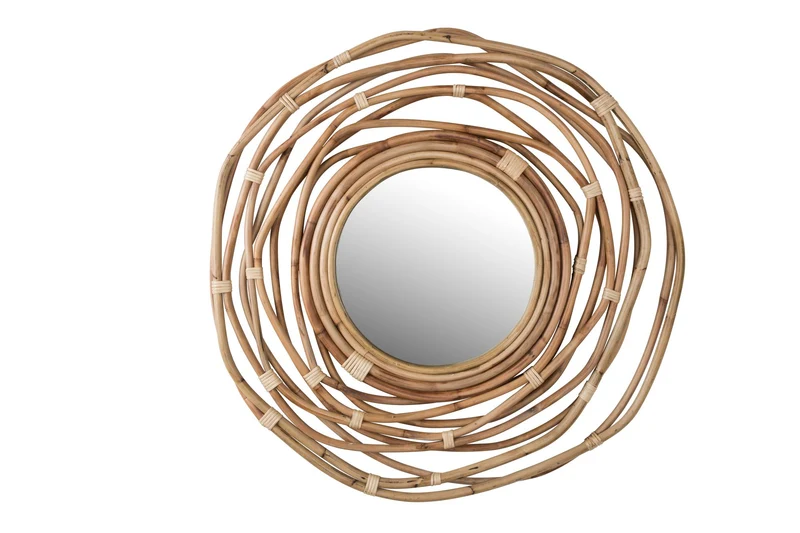 Dutchbone Spiegel Kubu – Braun, Rattan, 75 × 75 × 3,2 cm