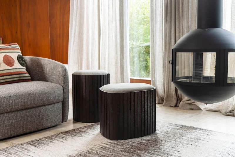 Dutchbone Pouf Storage Bay High – Braun, Teakholz, 40 × 40 × 48 cm