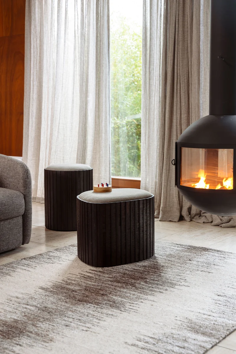Dutchbone Pouf Storage Bay High – Braun, Teakholz, 40 × 40 × 48 cm