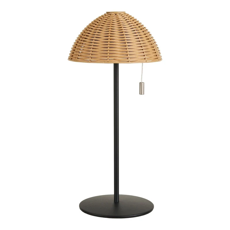 House Nordic LED-Tischleuchte Wigan – Metall, wiederaufladbar, Natur/Schwarz, 15 × 15 × 32 cm