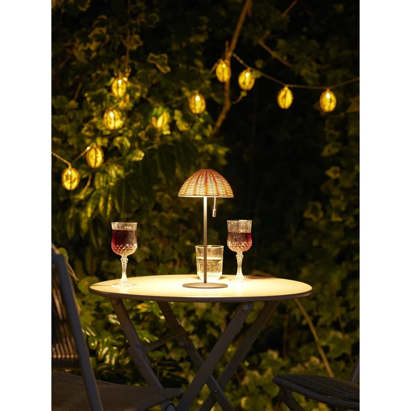 House Nordic LED-Tischleuchte Wigan – Metall, wiederaufladbar, Natur/Schwarz, 15 × 15 × 32 cm