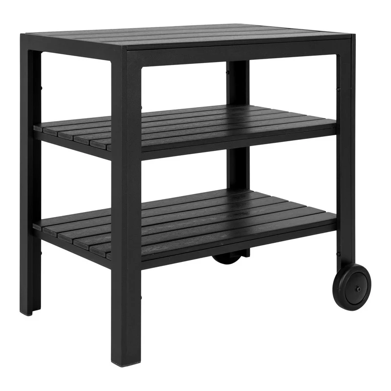 House Nordic Servierwagen Taormina – Aluminium/Kunststoff, Schwarz, 3 Ablagen, 45 × 75 × 75 cm