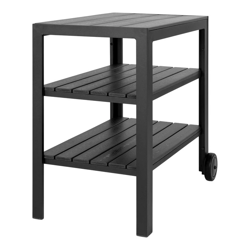 House Nordic Servierwagen Taormina – Aluminium/Kunststoff, Schwarz, 3 Ablagen, 45 × 75 × 75 cm