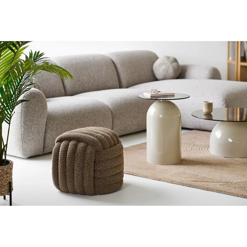 House Nordic Pouf Napier – braun, 48 × 48 × 43 cm