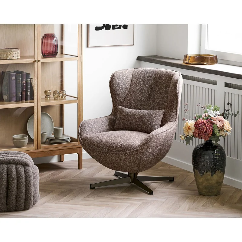 House Nordic Pouf Napier – braun, 48 × 48 × 43 cm