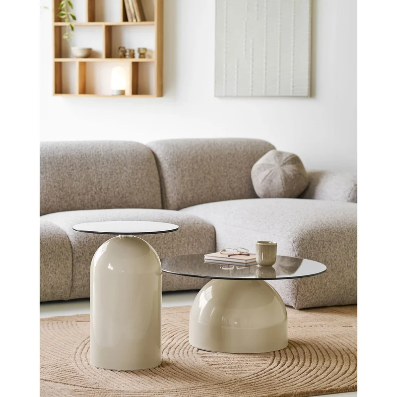 House Nordic Beistelltisch Ravello – gehärtetes Glas und Metall, Ø 40 cm