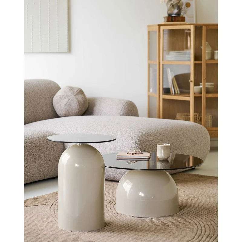 House Nordic Beistelltisch Ravello – gehärtetes Glas und Metall, Ø 40 cm