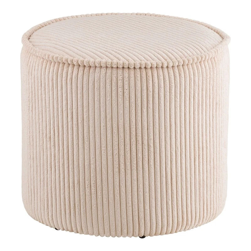 House Nordic Pouf Taupo – beiger Cord, Ø 40 × 35 cm