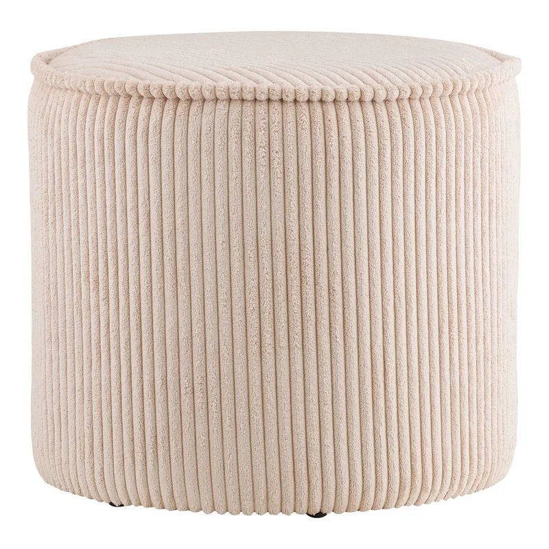 House Nordic Pouf Taupo – beiger Cord, Ø 40 × 35 cm