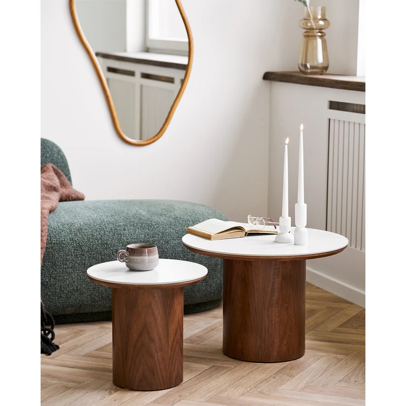 House Nordic Couchtisch Noli – Keramik und Eschenfurnier, Ø 60 cm
