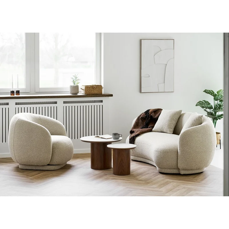 House Nordic Couchtisch Noli – Keramik und Eschenfurnier, Ø 60 cm