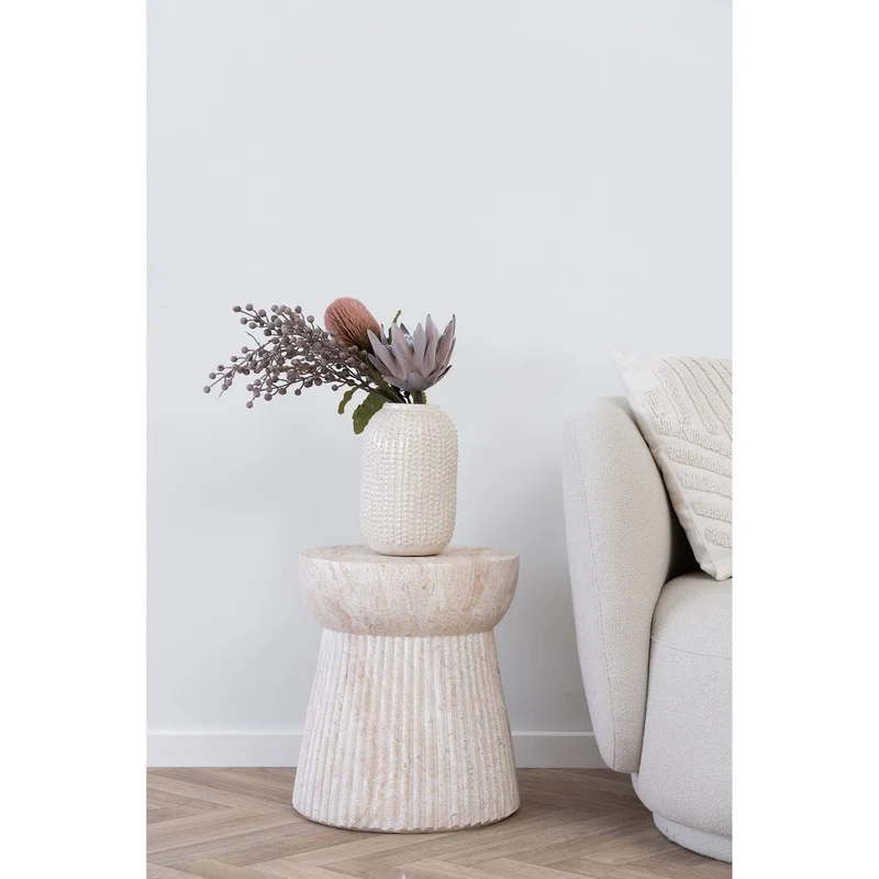 House Nordic Beistelltisch Bonn – Faserzement in Natur, Ø 37 cm