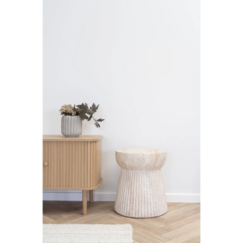 House Nordic Beistelltisch Bonn – Faserzement in Natur, Ø 37 cm