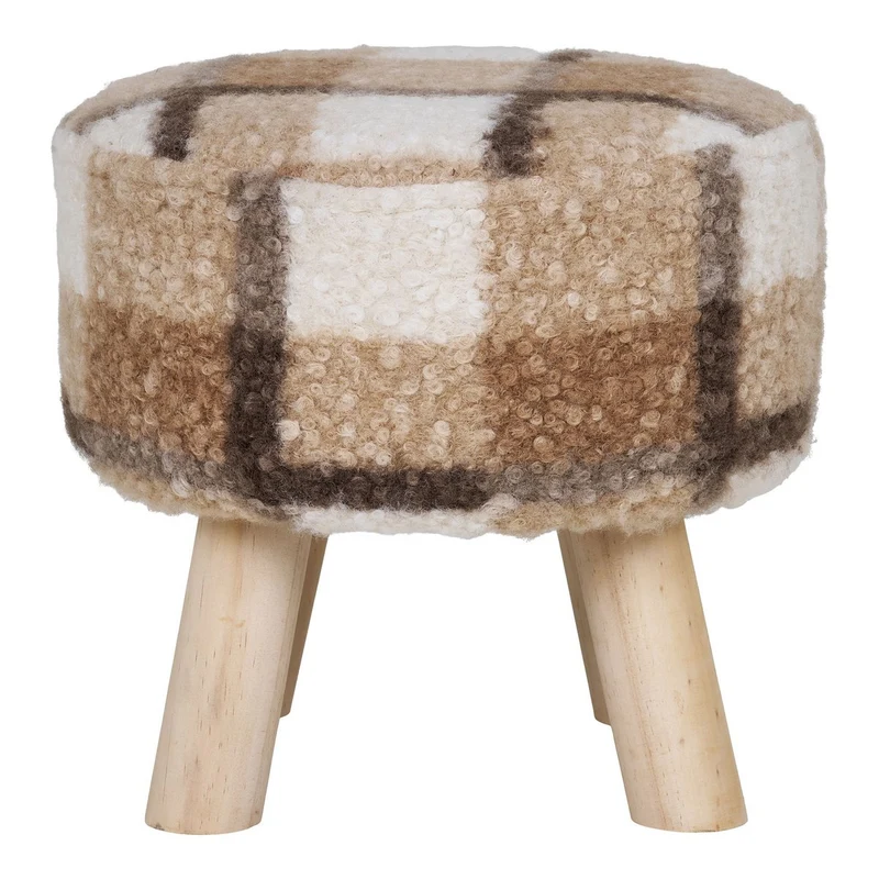 House Nordic Hocker Aberdeen – Braunmix, Ø 31 × 29 cm, Polyester, Schaumstoff