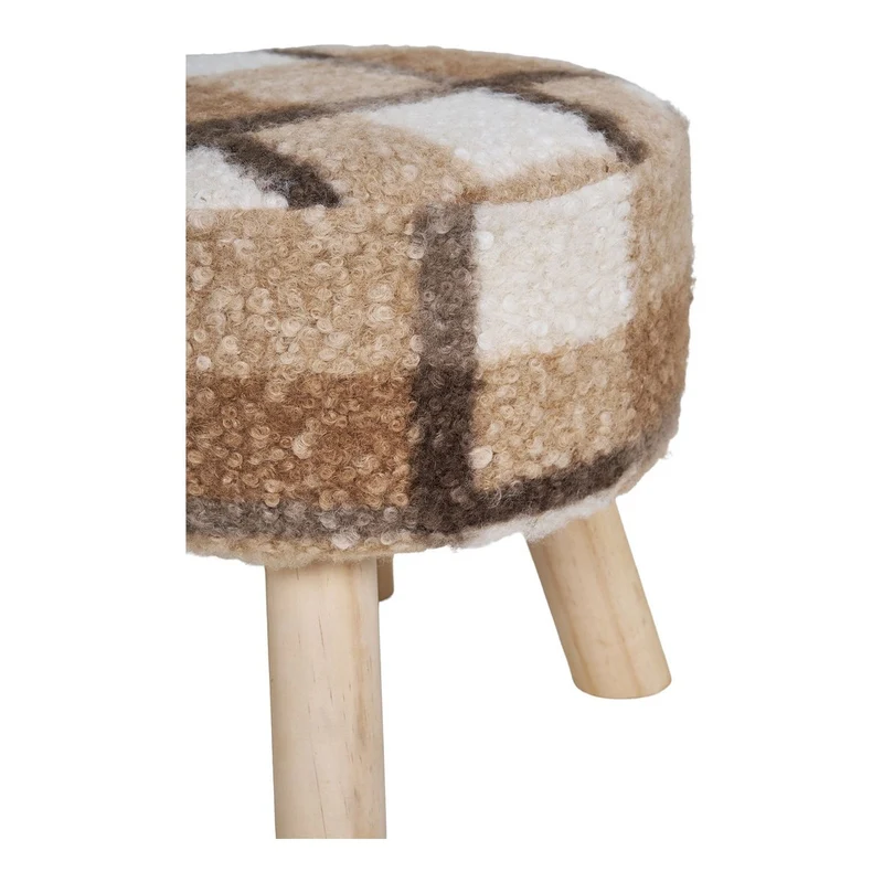 House Nordic Hocker Aberdeen – Braunmix, Ø 31 × 29 cm, Polyester, Schaumstoff