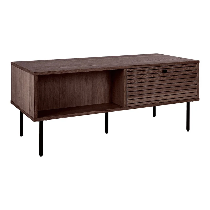 House Nordic Couchtisch Kyoto – Schwarz/Braun, 50 × 100 × 45 cm, Mdf, Stahl, Metall