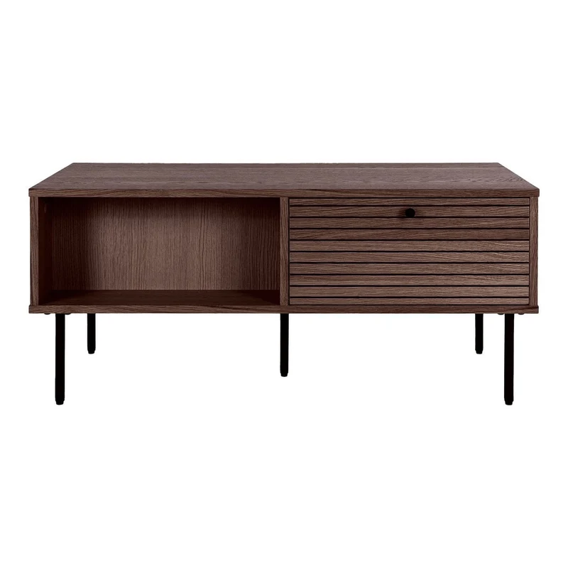 House Nordic Couchtisch Kyoto – Schwarz/Braun, 50 × 100 × 45 cm, Mdf, Stahl, Metall