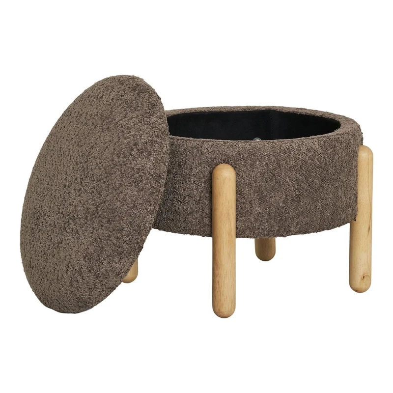 House Nordic Hocker Medas – Braun, 45 × 45 × 36 cm, Polyester, Schaumstoff