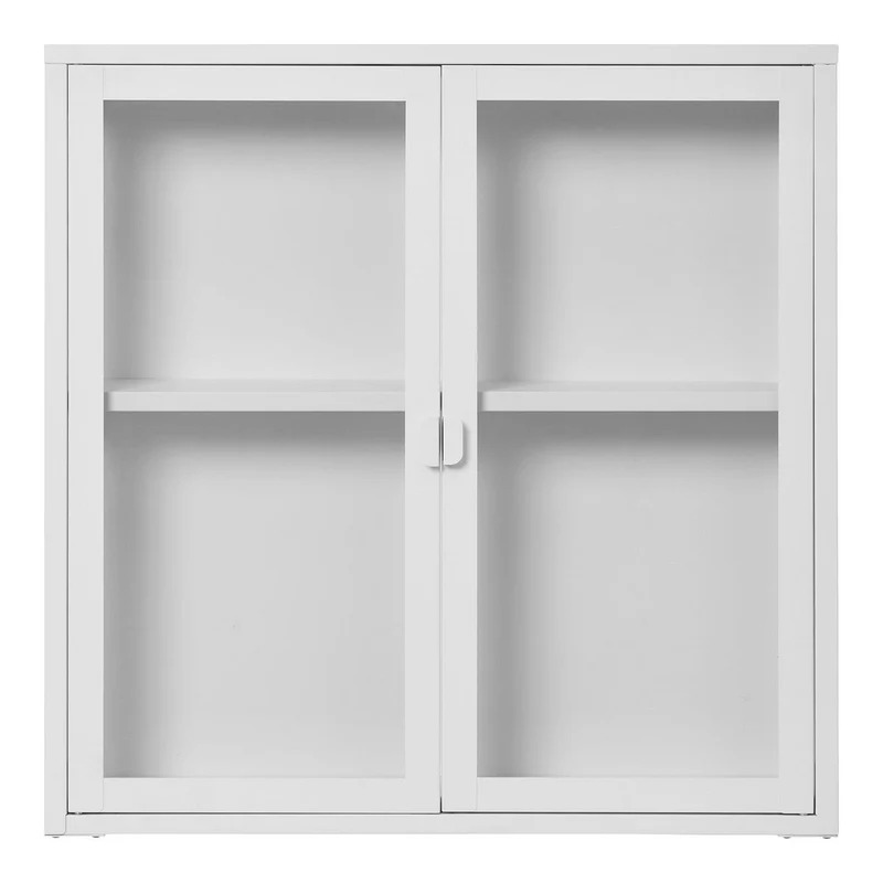House Nordic Hängevitrine Brisbane – Weiß, Stahl/Glas, 80 × 18 × 80 cm