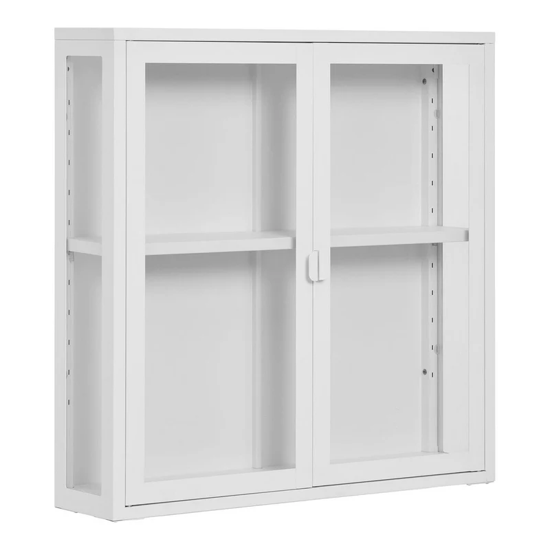 House Nordic Hängevitrine Brisbane – Weiß, Stahl/Glas, 80 × 18 × 80 cm