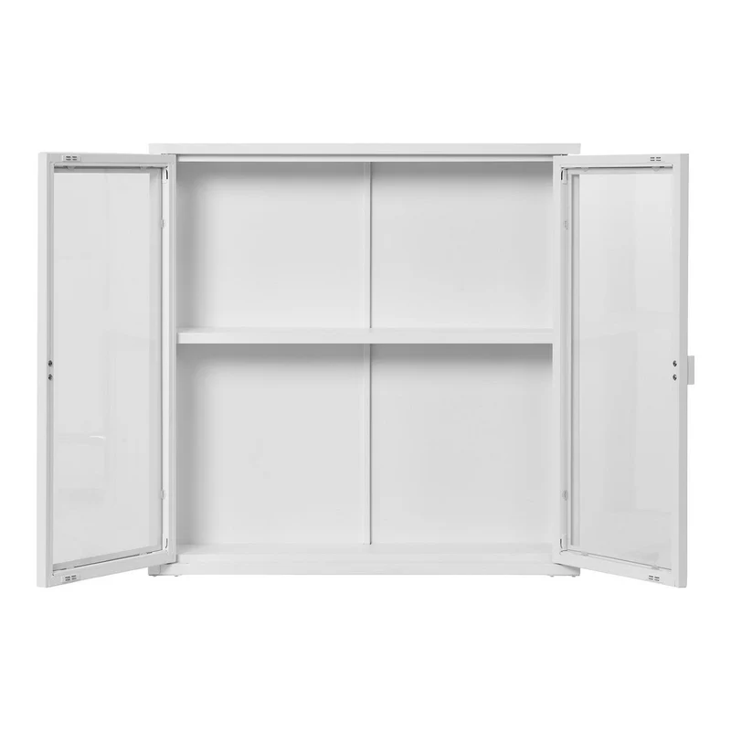 House Nordic Hängevitrine Brisbane – Weiß, Stahl/Glas, 80 × 18 × 80 cm