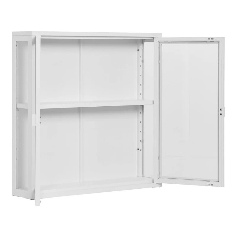 House Nordic Hängevitrine Brisbane – Weiß, Stahl/Glas, 80 × 18 × 80 cm