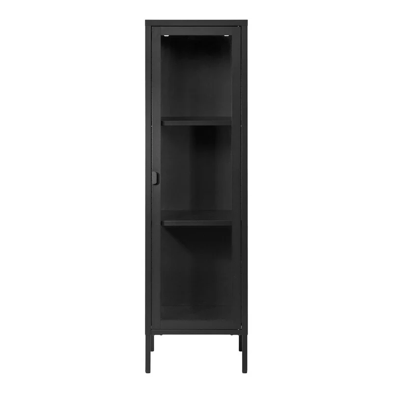 House Nordic Vitrine Schlanke Brisbane – Schwarz, 40 × 35 × 140 cm, Glas, Stahl