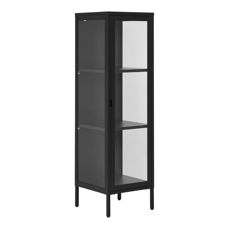 House Nordic Vitrine Schlanke Brisbane – Schwarz, 40 × 35 × 140 cm, Glas, Stahl