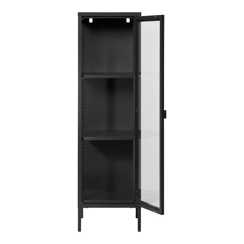 House Nordic Vitrine Schlanke Brisbane – Schwarz, 40 × 35 × 140 cm, Glas, Stahl
