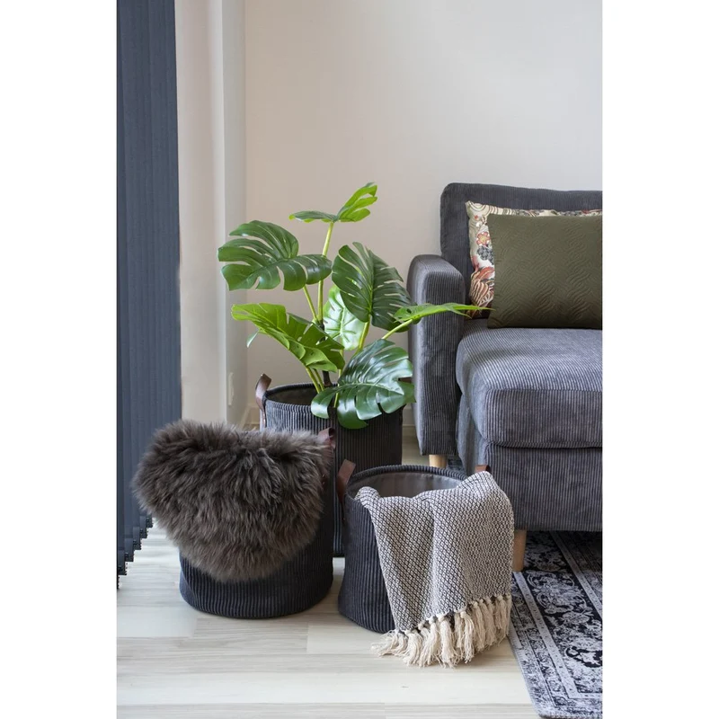 House Nordic Wohndecke Cort – 100 % recycelte Baumwolle, Dunkelgrau/Weiß, 130 × 160 cm