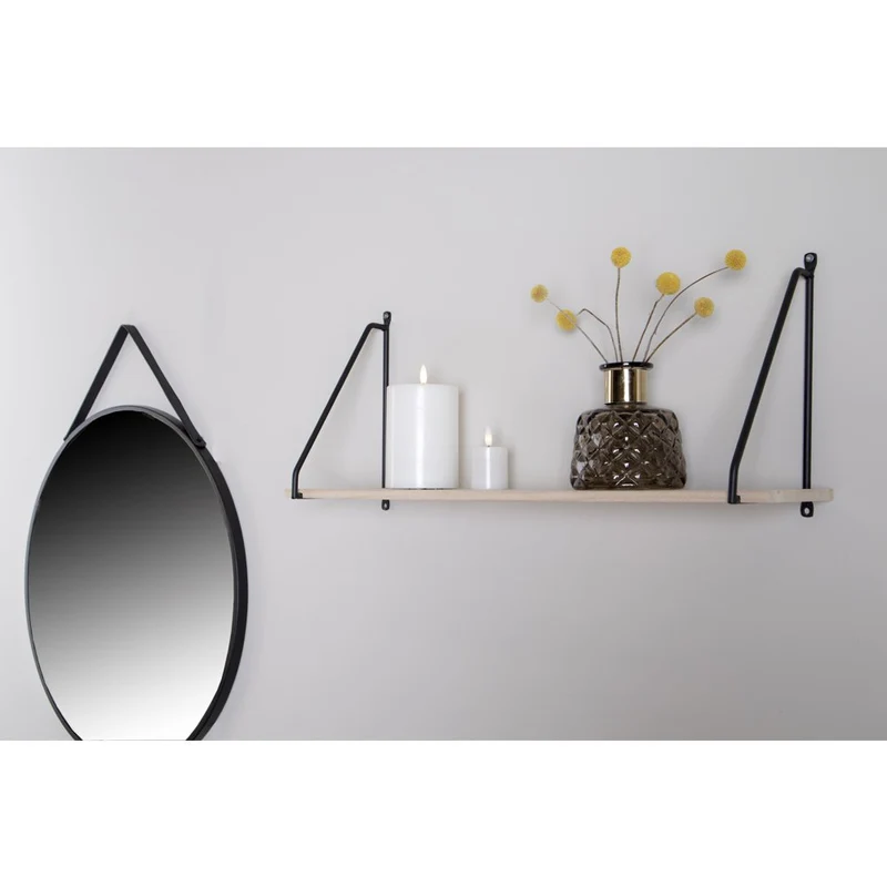 House Nordic Regal Arnhem – Stahl, Holz, Schwarz/Natur, 65 × 17 × 27 cm