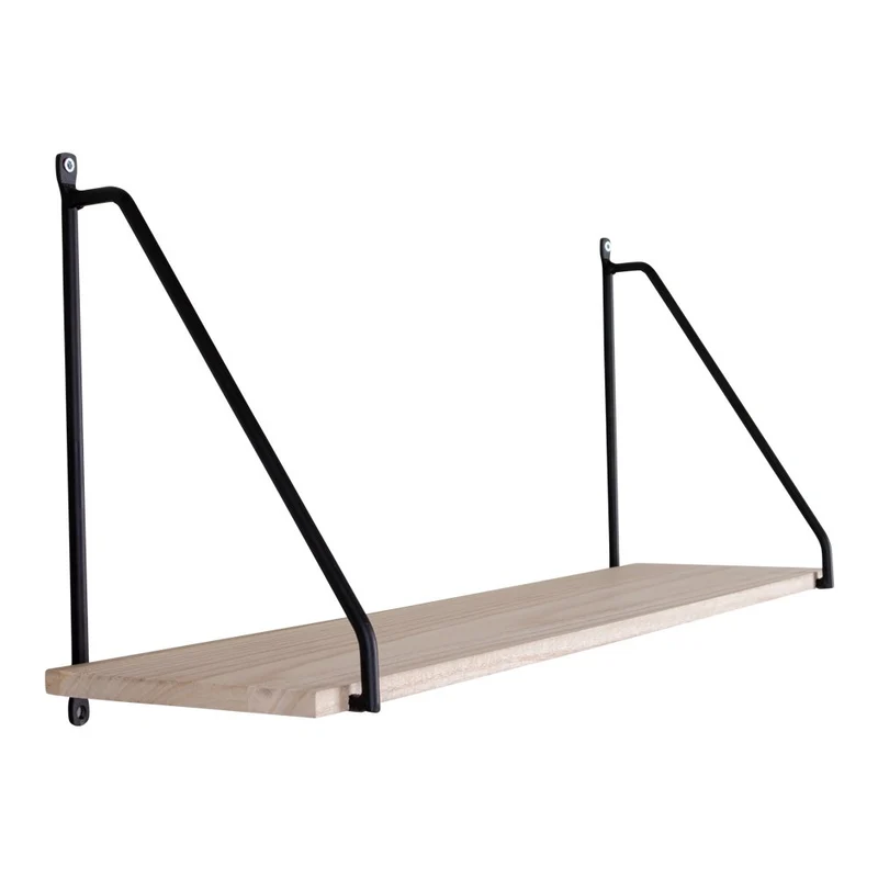 House Nordic Regal Arnhem – Stahl, Holz, Schwarz/Natur, 65 × 17 × 27 cm