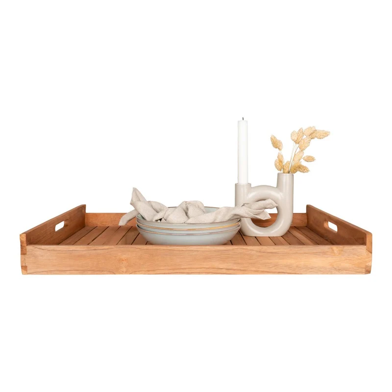 House Nordic Tablett Faro – Natur, Teak, 58 × 38 × 7 cm, Teakholz