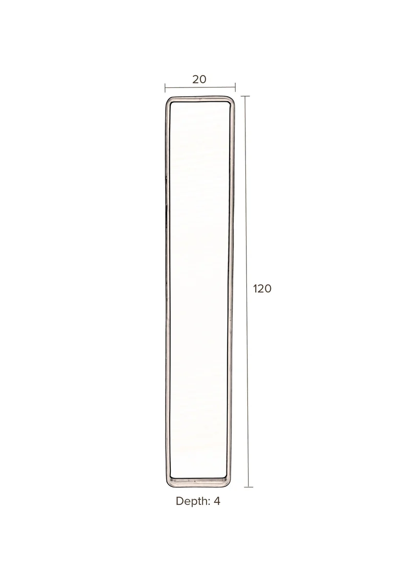 Dutchbone Spiegel Blackbeam – Eisen, 20 × 120 × 4 cm