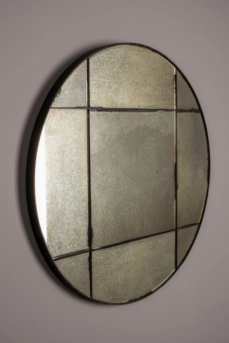 Dutchbone Spiegel Mado S – Schwarz, MDF, 40 × 40 × 3,5 cm