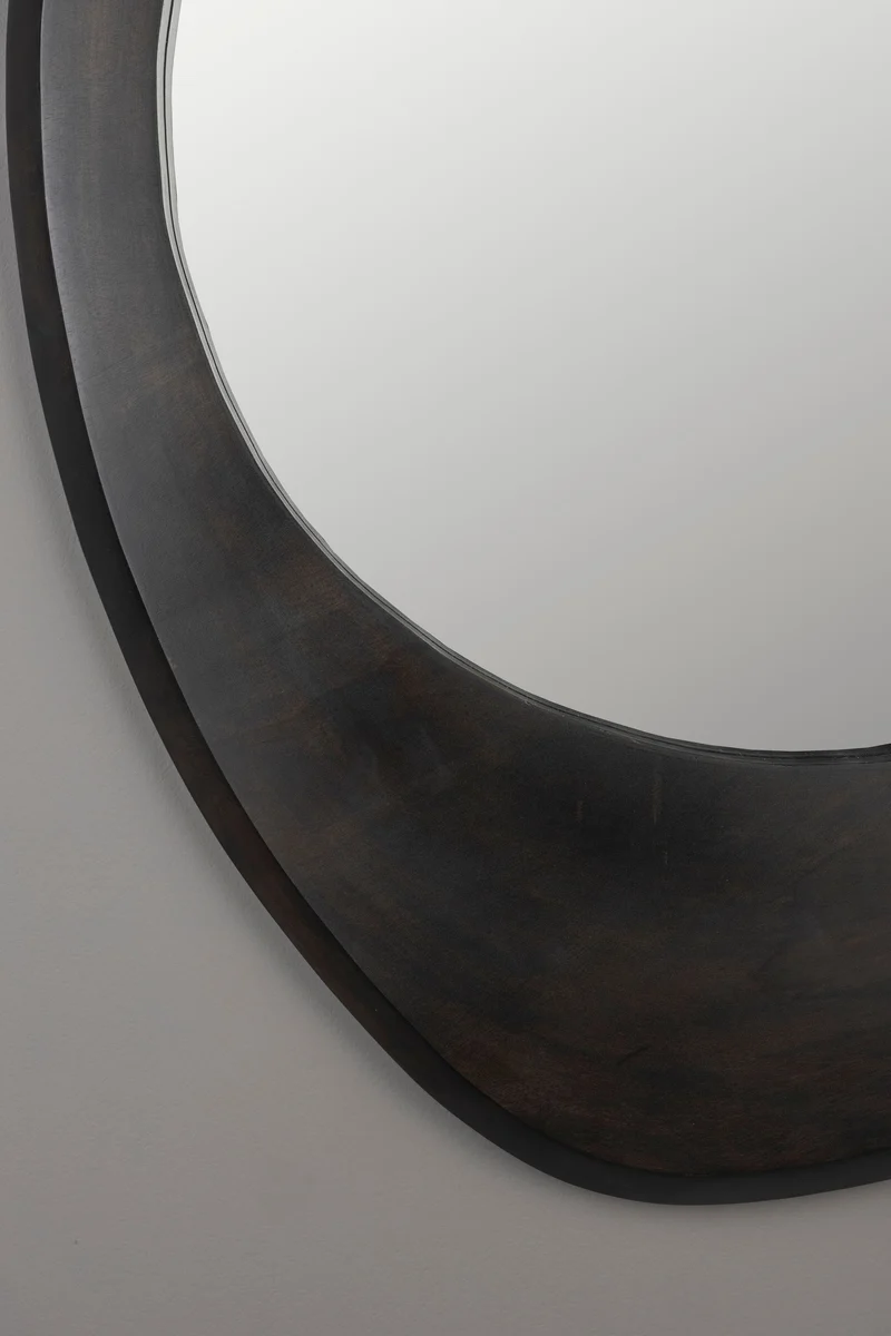Dutchbone Spiegel Aren Wood Black M – Mangoholz, 71 × 59 × 5 cm