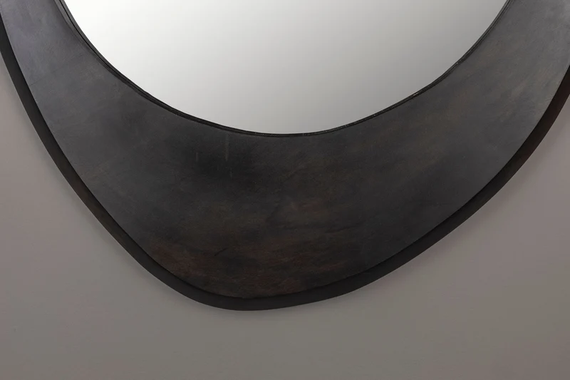 Dutchbone Spiegel Aren Wood Black M – Mangoholz, 71 × 59 × 5 cm